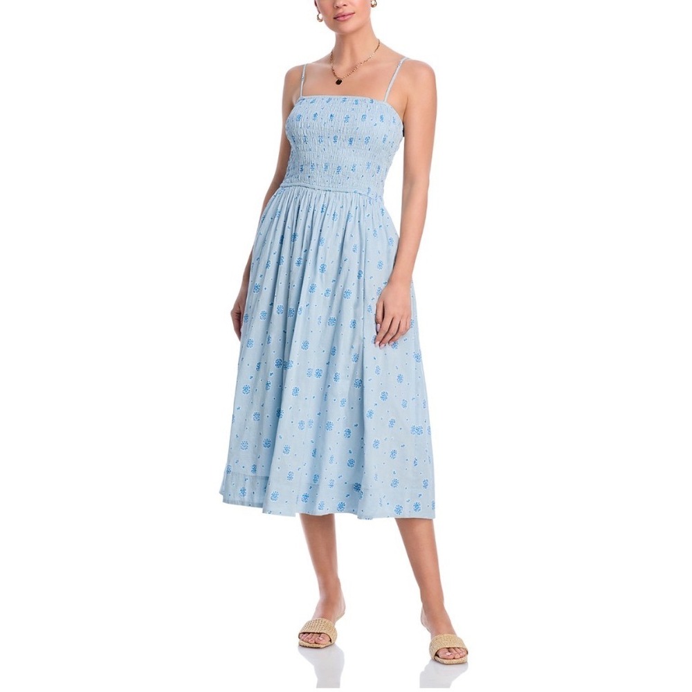 Ciao Lucia Mael Dandelion Dress Blue Floral Smocked Cotton‎ Midi LARGE
